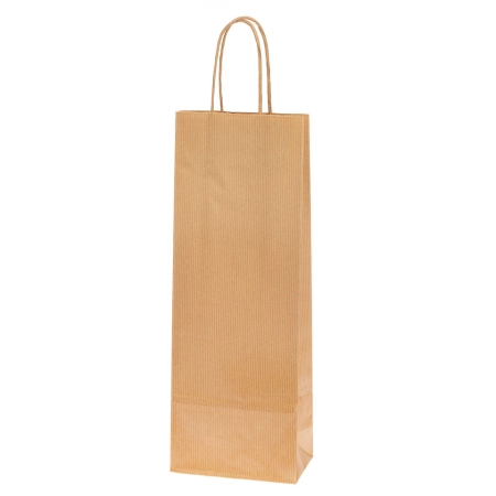 Τσάντα χάρτινη στριφτό κραφτ 14*39*8cm  (για φιάλη)